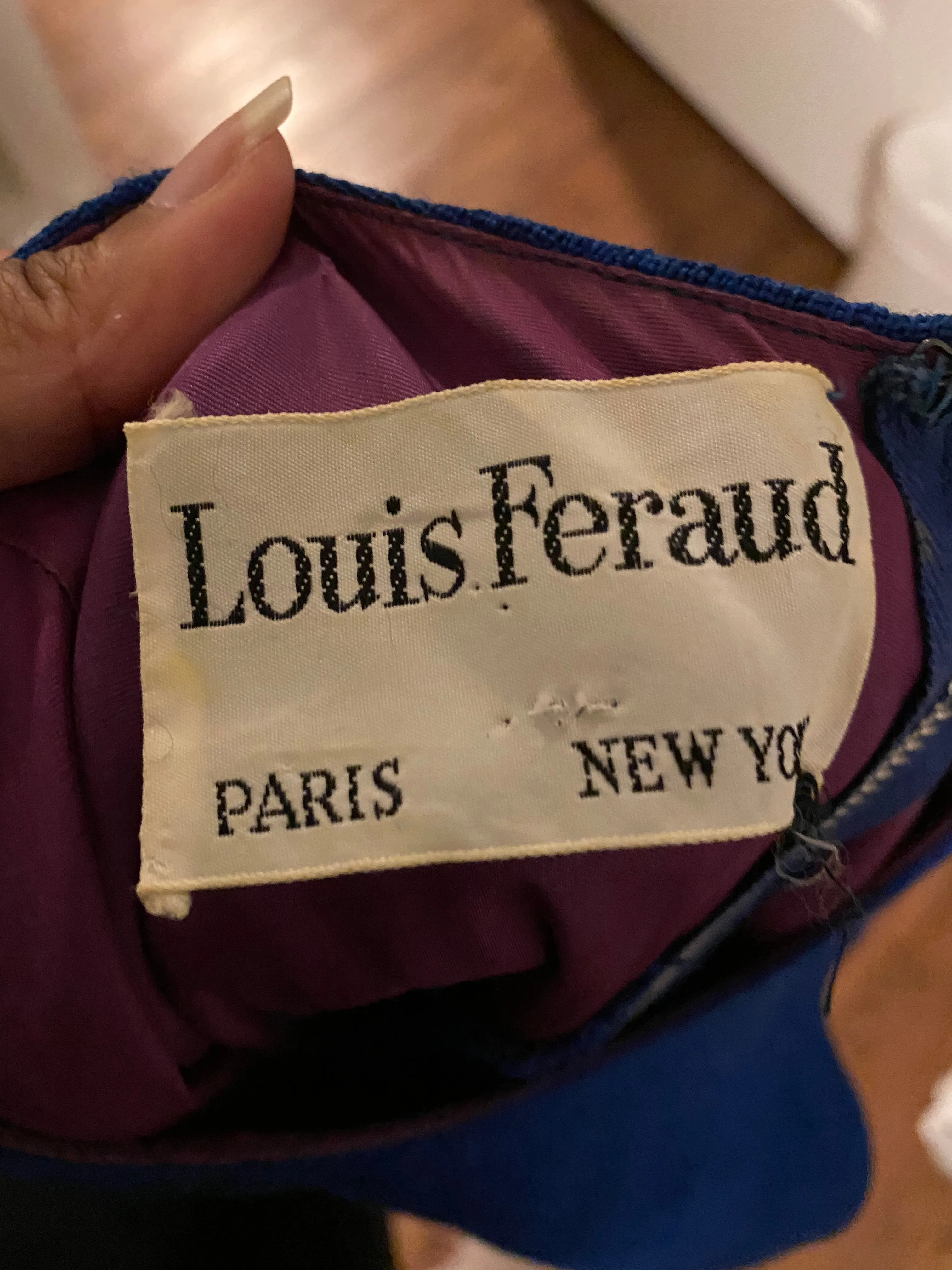 Vintage 1950s Louis Faruad Navy Blue Shift Dress