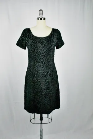 Vintage 1950s The Halle Bros Co/ Frederica Black Heavy Textured Dress