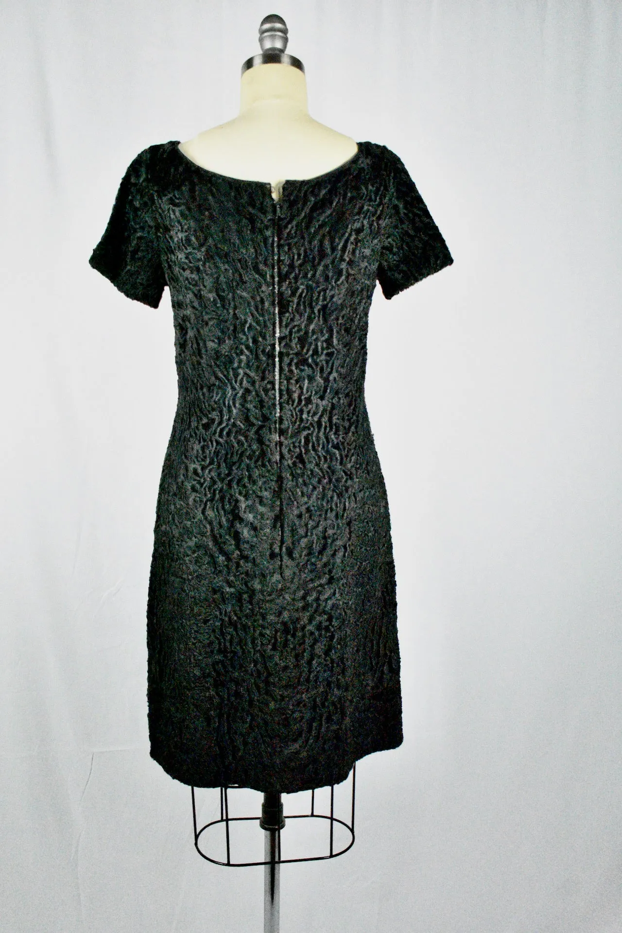 Vintage 1950s The Halle Bros Co/ Frederica Black Heavy Textured Dress