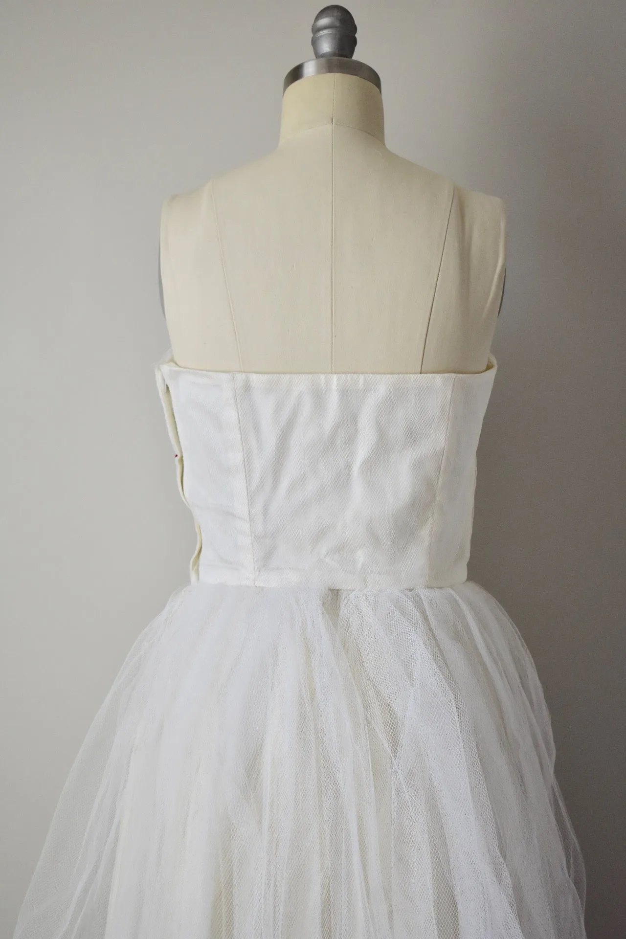 Vintage 1950s White Rosette Tulle Dress