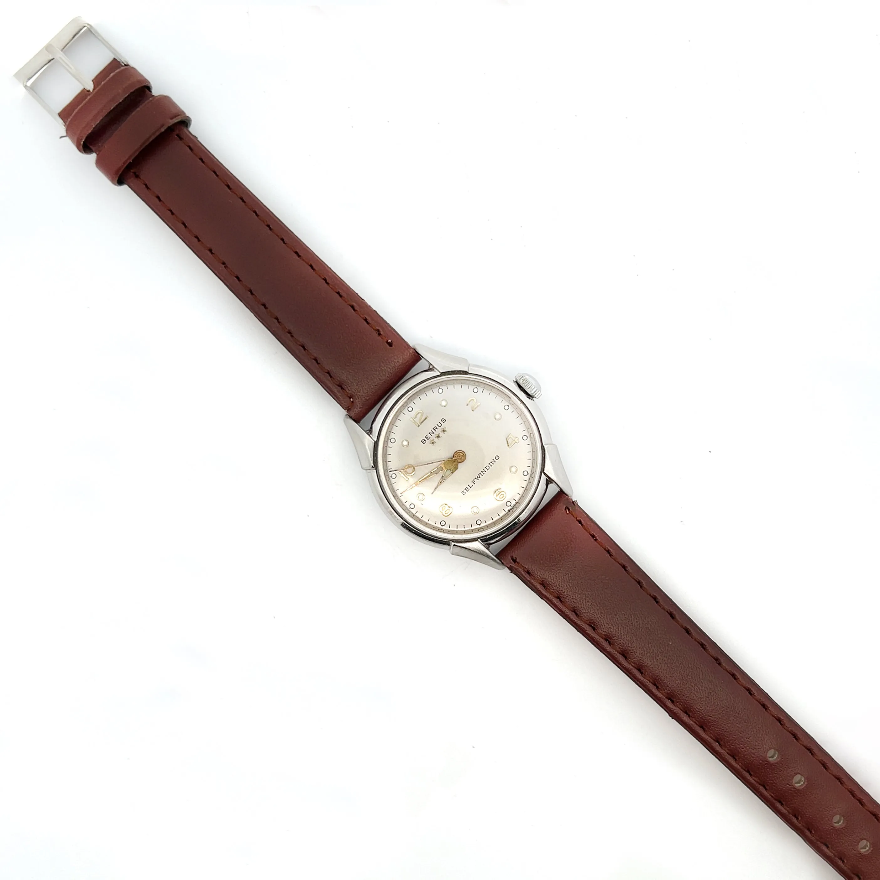 Vintage 1954 Benrus 34mm 3 Star Self-Winding Watch