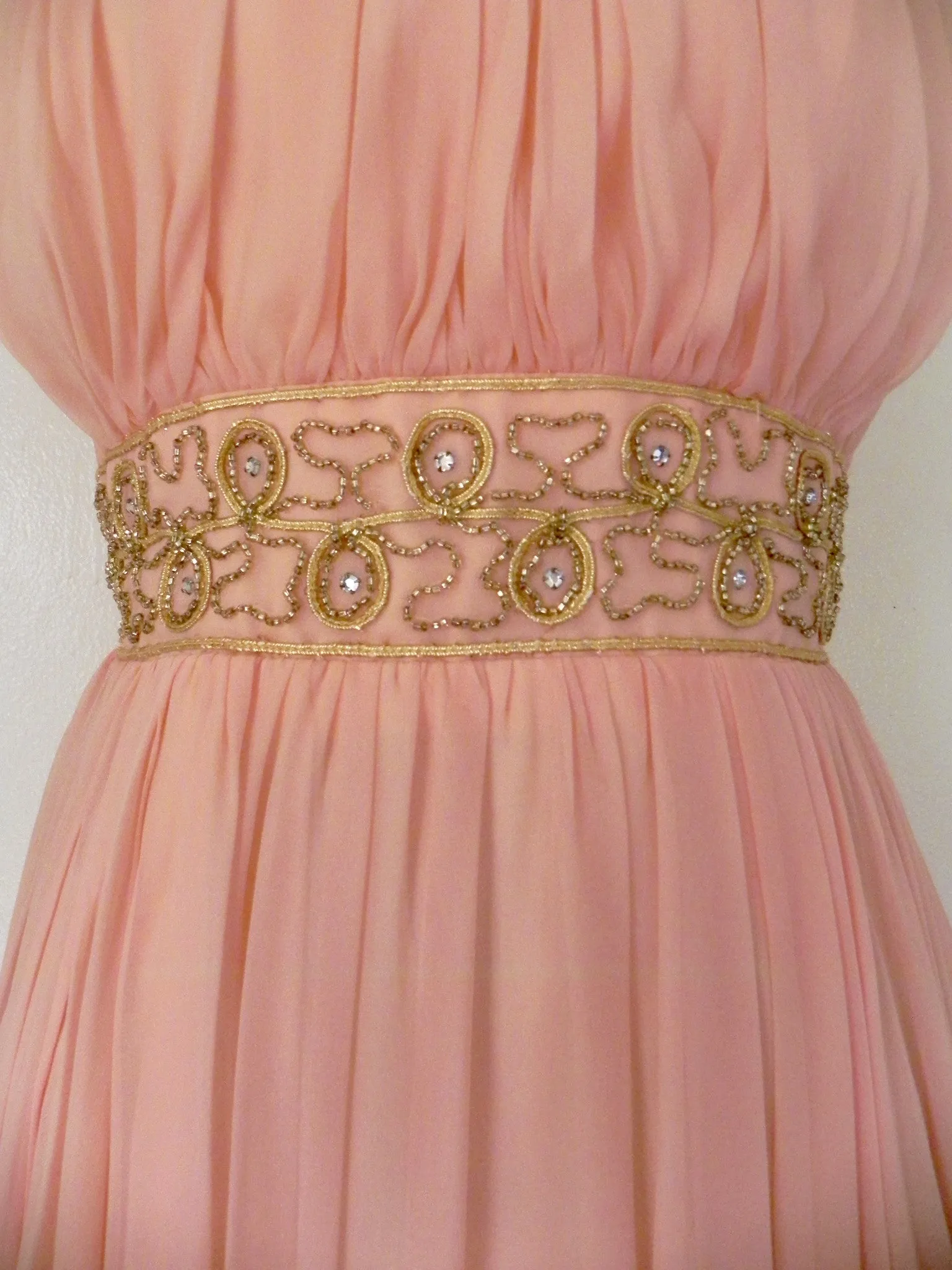 Vintage 1960s Peach Silk Chiffon Party Dress