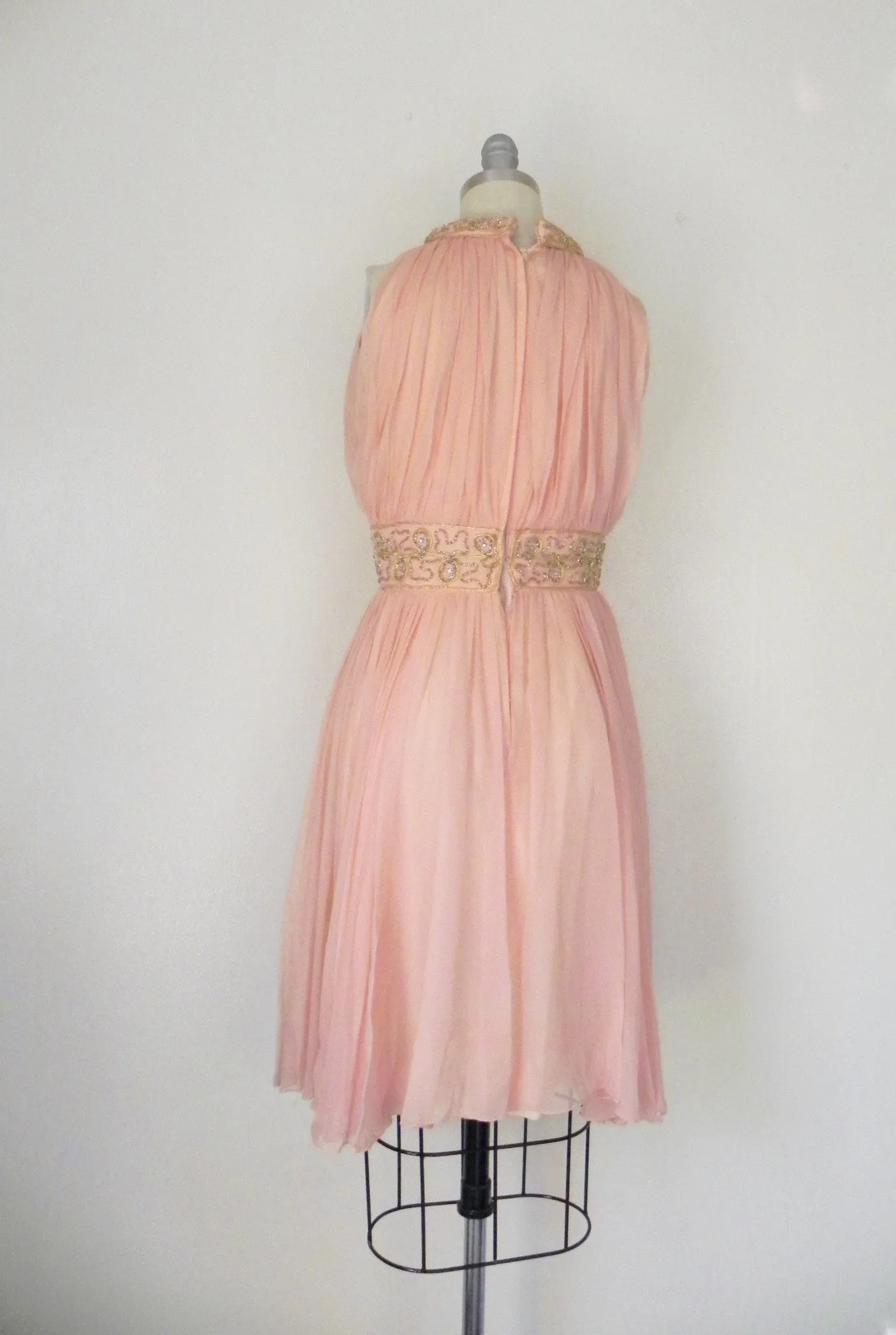 Vintage 1960s Peach Silk Chiffon Party Dress
