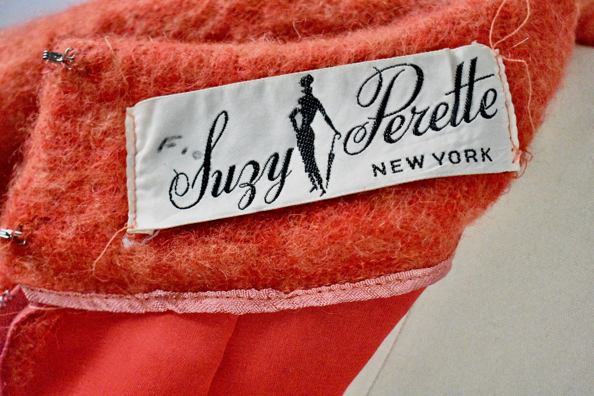 Vintage 1960s Suzy Perette Orange Wool Dress