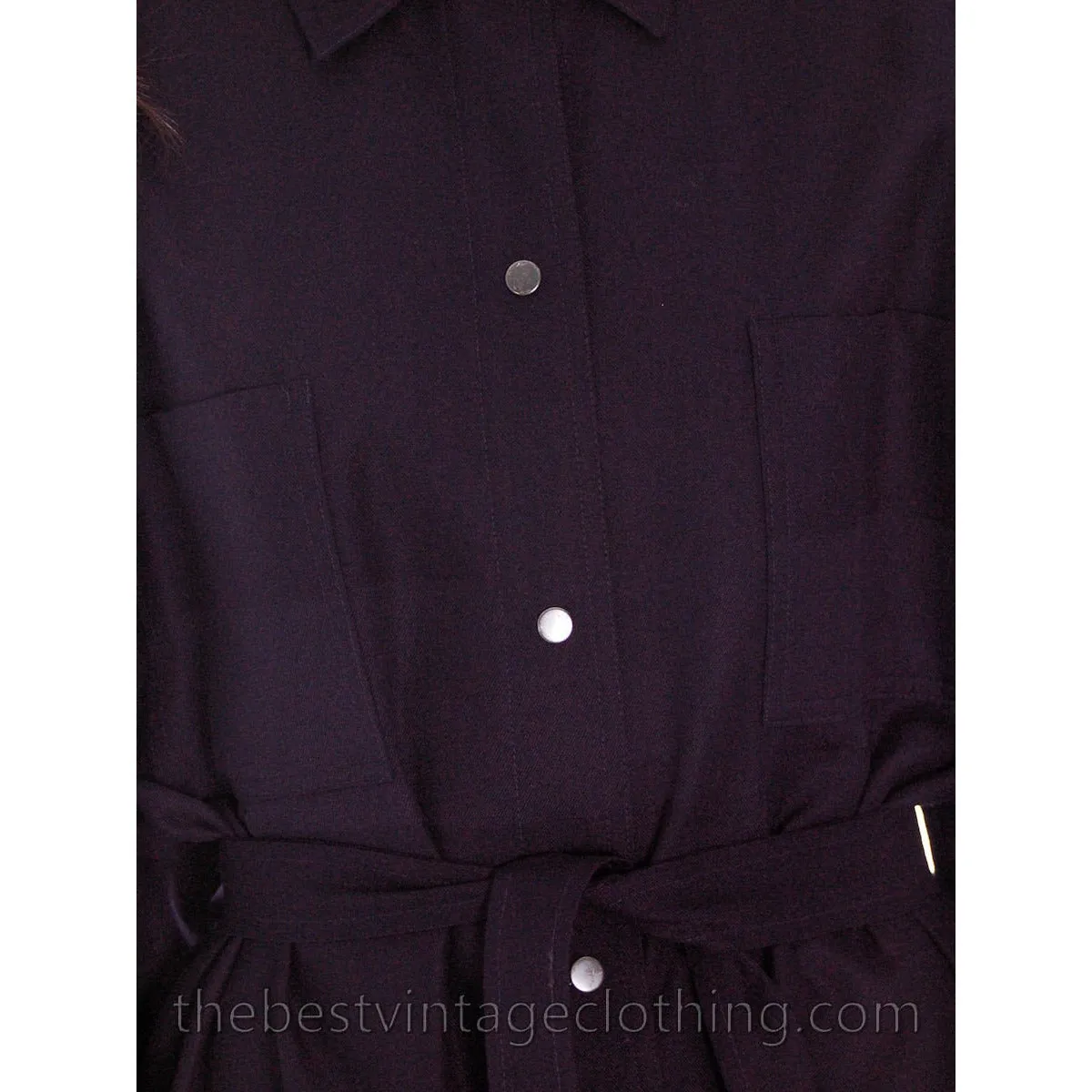 Vintage 1970s Vuokko Coat Dress Navy Fine Wool Mod Style 4 Pocket Womens Cool  Pattern L