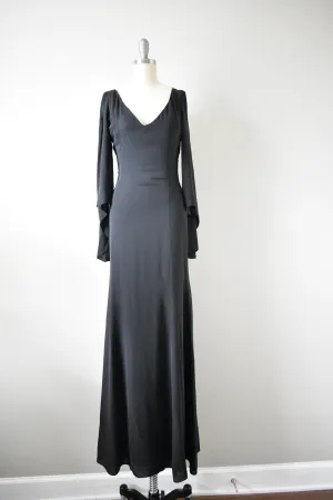 Vintage 1980s Carolina Herrera Long Black Evening Dress