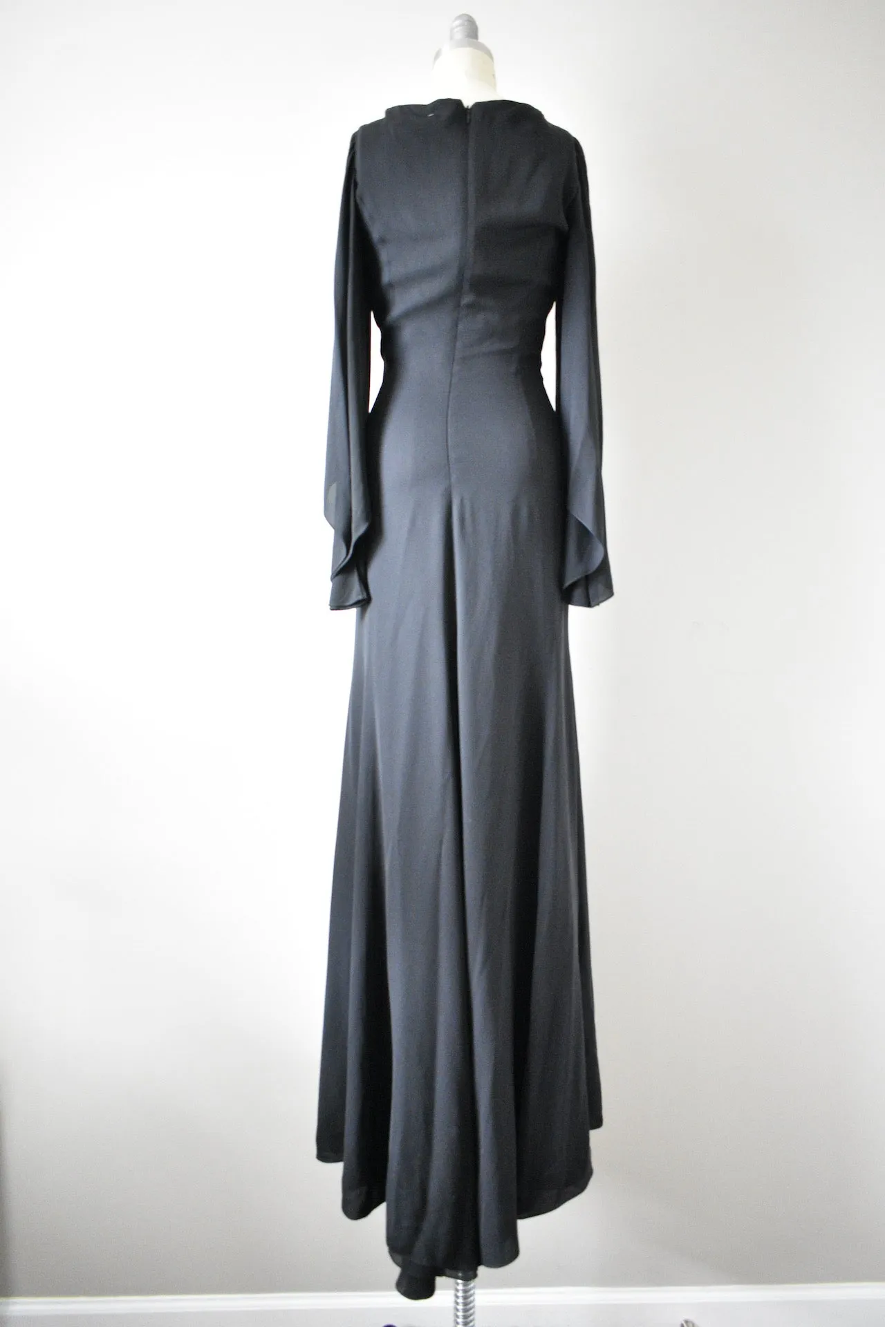 Vintage 1980s Carolina Herrera Long Black Evening Dress