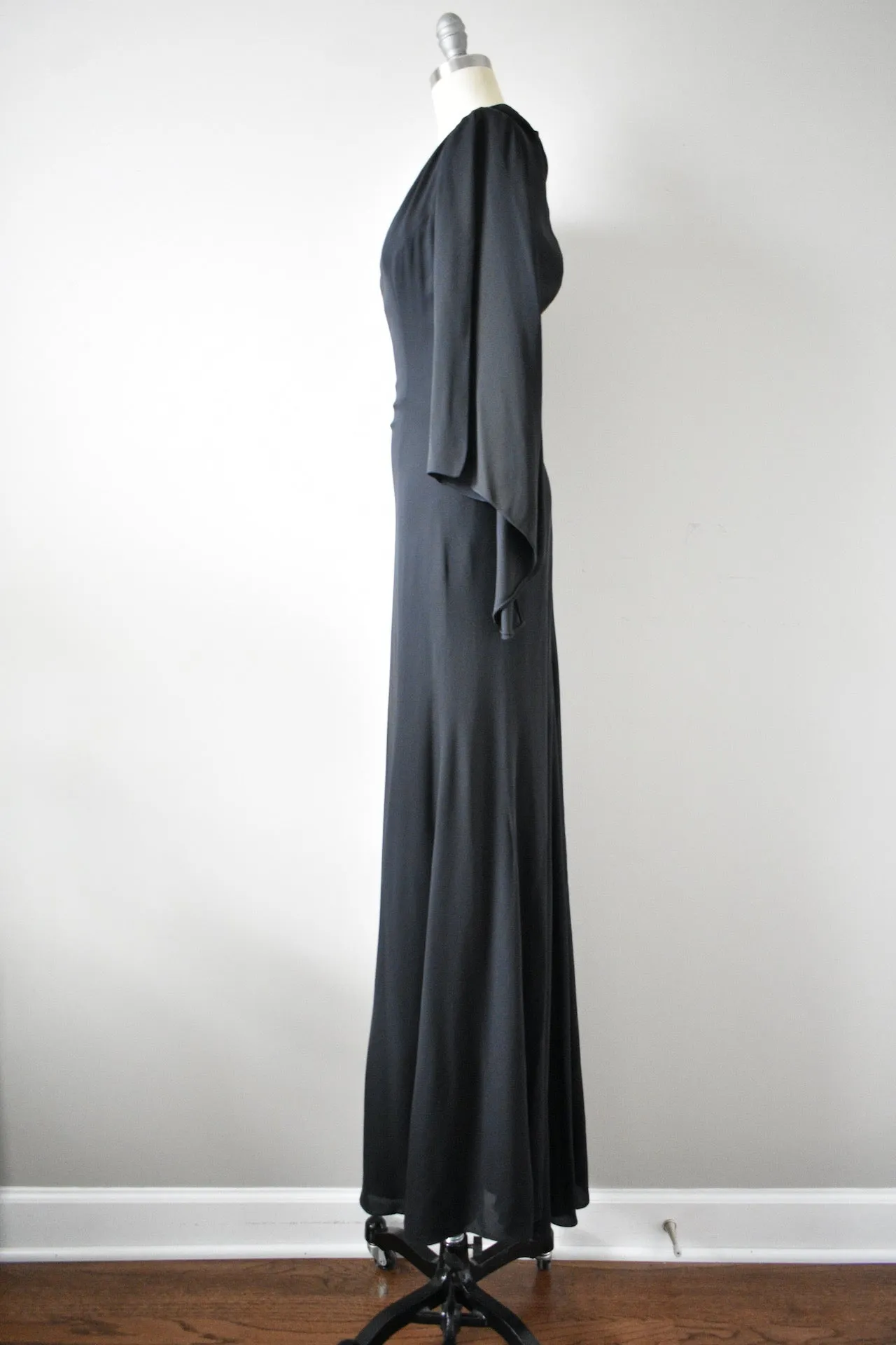 Vintage 1980s Carolina Herrera Long Black Evening Dress