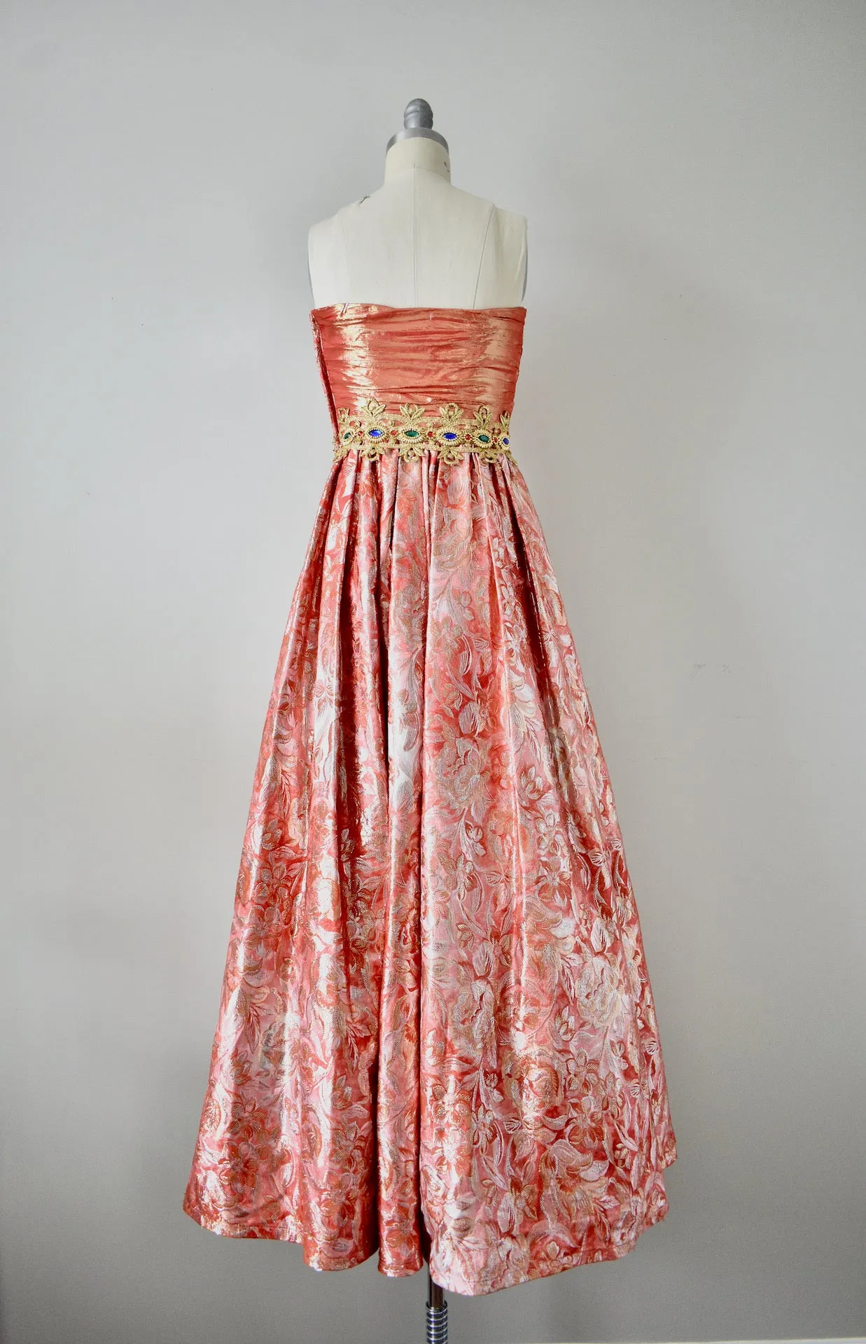 Vintage 1980s Eugene Alexzander Orange Beaded Ball Gown