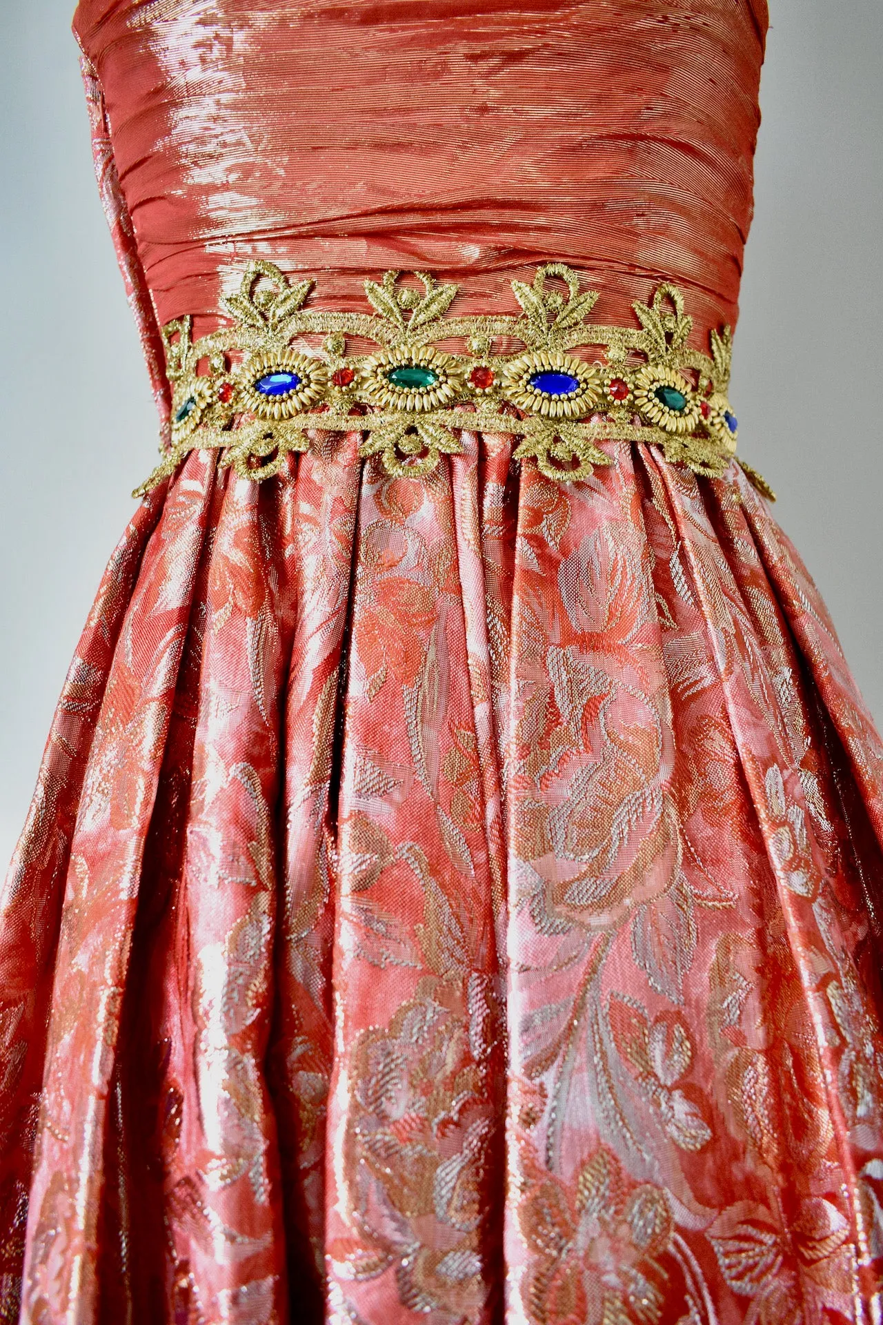 Vintage 1980s Eugene Alexzander Orange Beaded Ball Gown