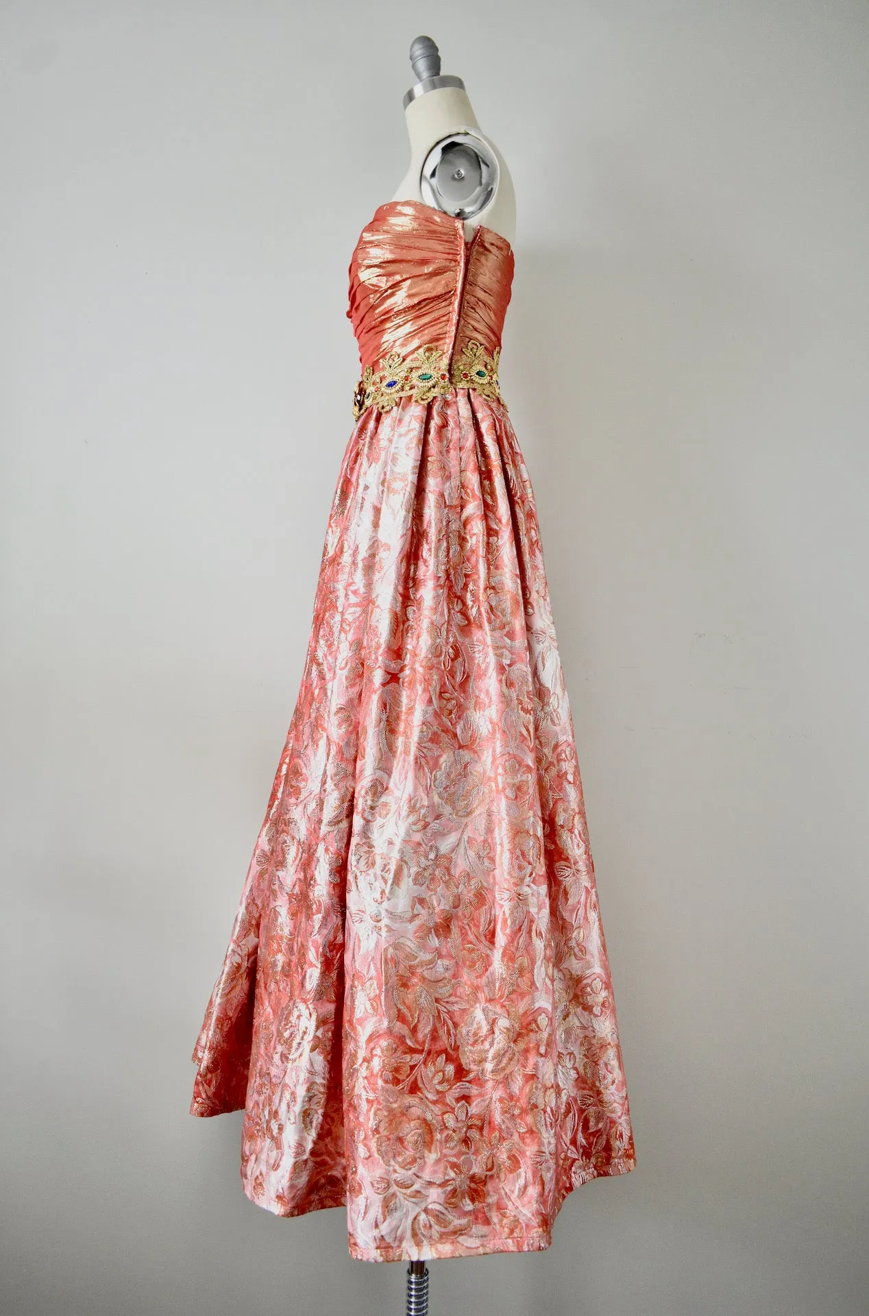 Vintage 1980s Eugene Alexzander Orange Beaded Ball Gown