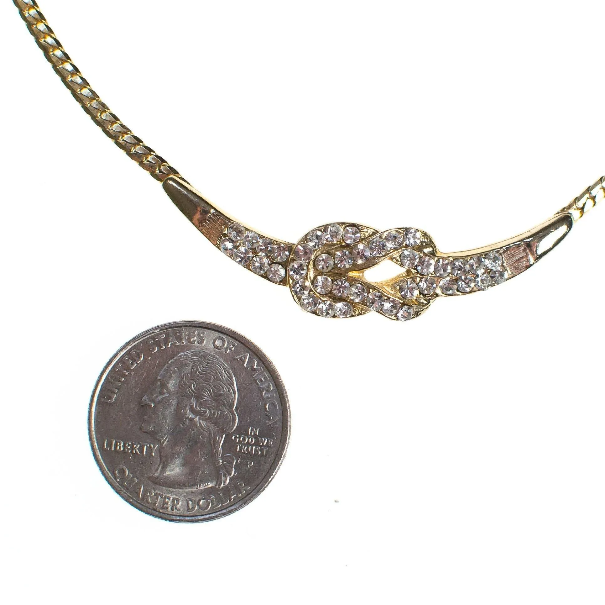 Vintage 1980s Rhinestone Knot Necklace