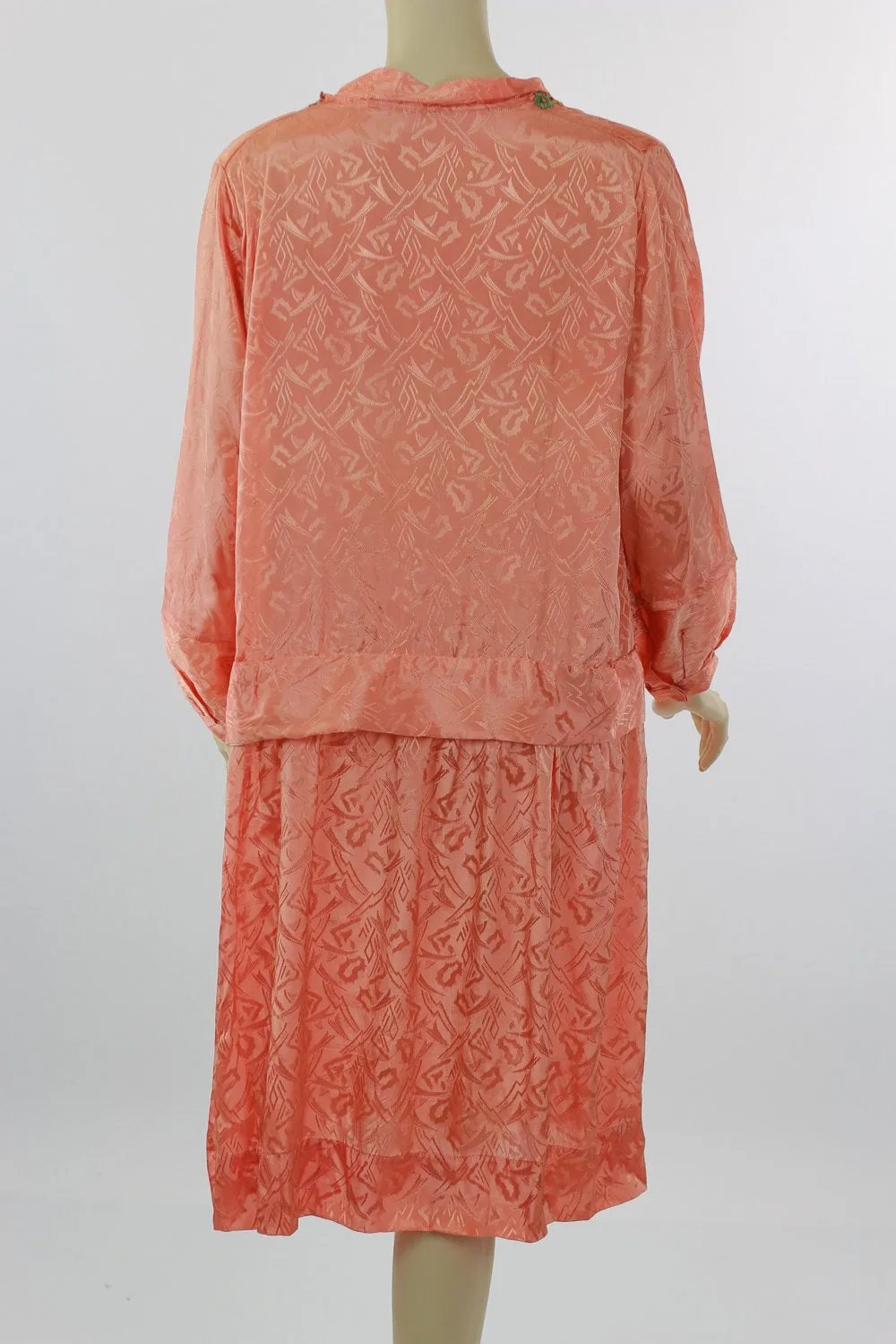 Vintage 20s Deco Flapper embroidered Gatsby party dress drop waist