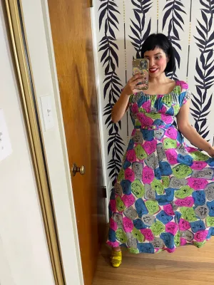 Vintage 40s Novelty Couple's Print Dress - Best Fits Size XXS-XS