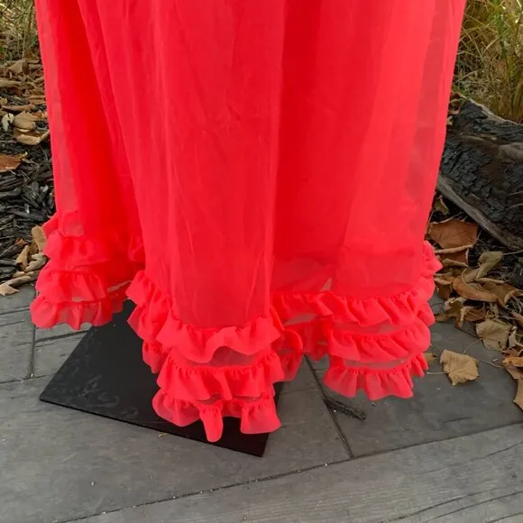 Vintage 60s 70s Sheer Chiffon Sleeveless Fairy Maxi Slip Dress Nightgown