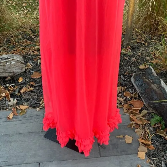 Vintage 60s 70s Sheer Chiffon Sleeveless Fairy Maxi Slip Dress Nightgown
