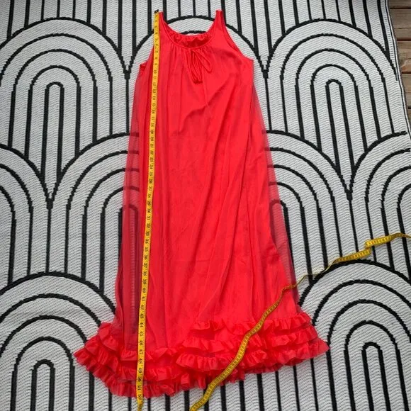 Vintage 60s 70s Sheer Chiffon Sleeveless Fairy Maxi Slip Dress Nightgown
