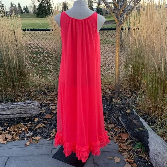 Vintage 60s 70s Sheer Chiffon Sleeveless Fairy Maxi Slip Dress Nightgown