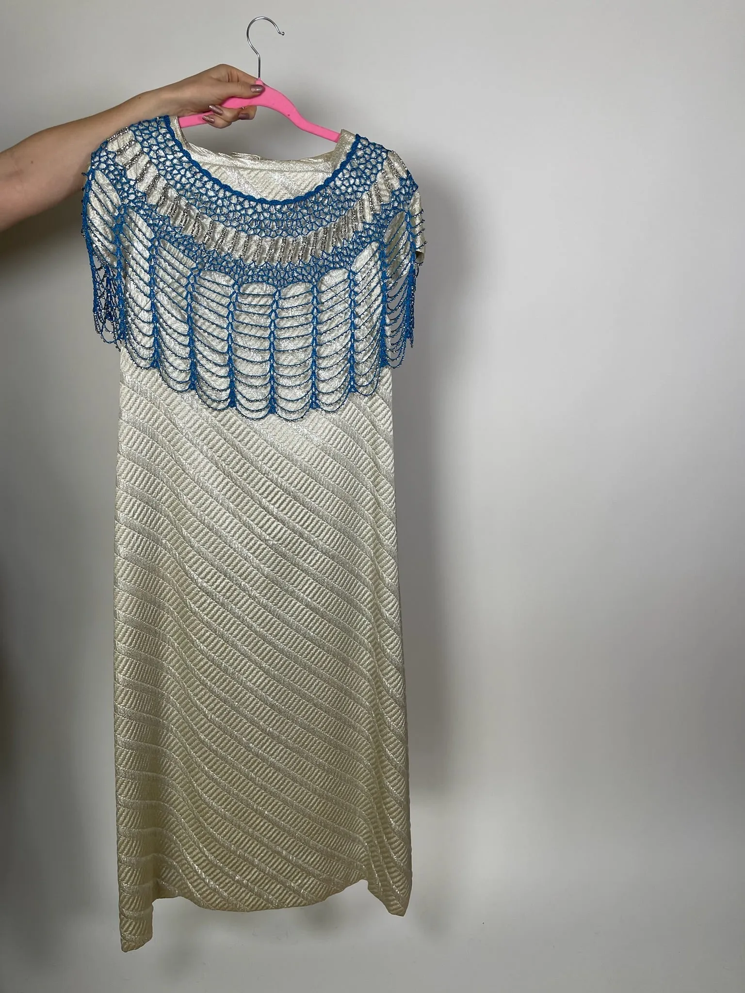 Vintage 60s Silver Metallic "Emma Domb" Dress- Best Fits S-M