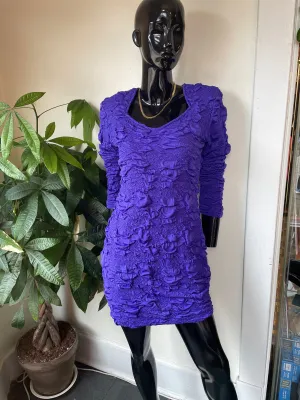 Vintage 80s 90s Workshop Clothing Popcorn Bodycon Dress // size Large (HT2332)