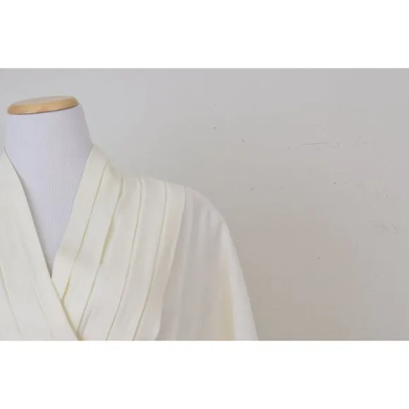 Vintage 80s Belted Beige Acetate/Rayon Pleated Dress by Sarah Taylor