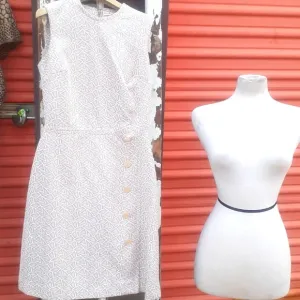 Vintage 80s party cocktail Sundress dress Tan white M L
