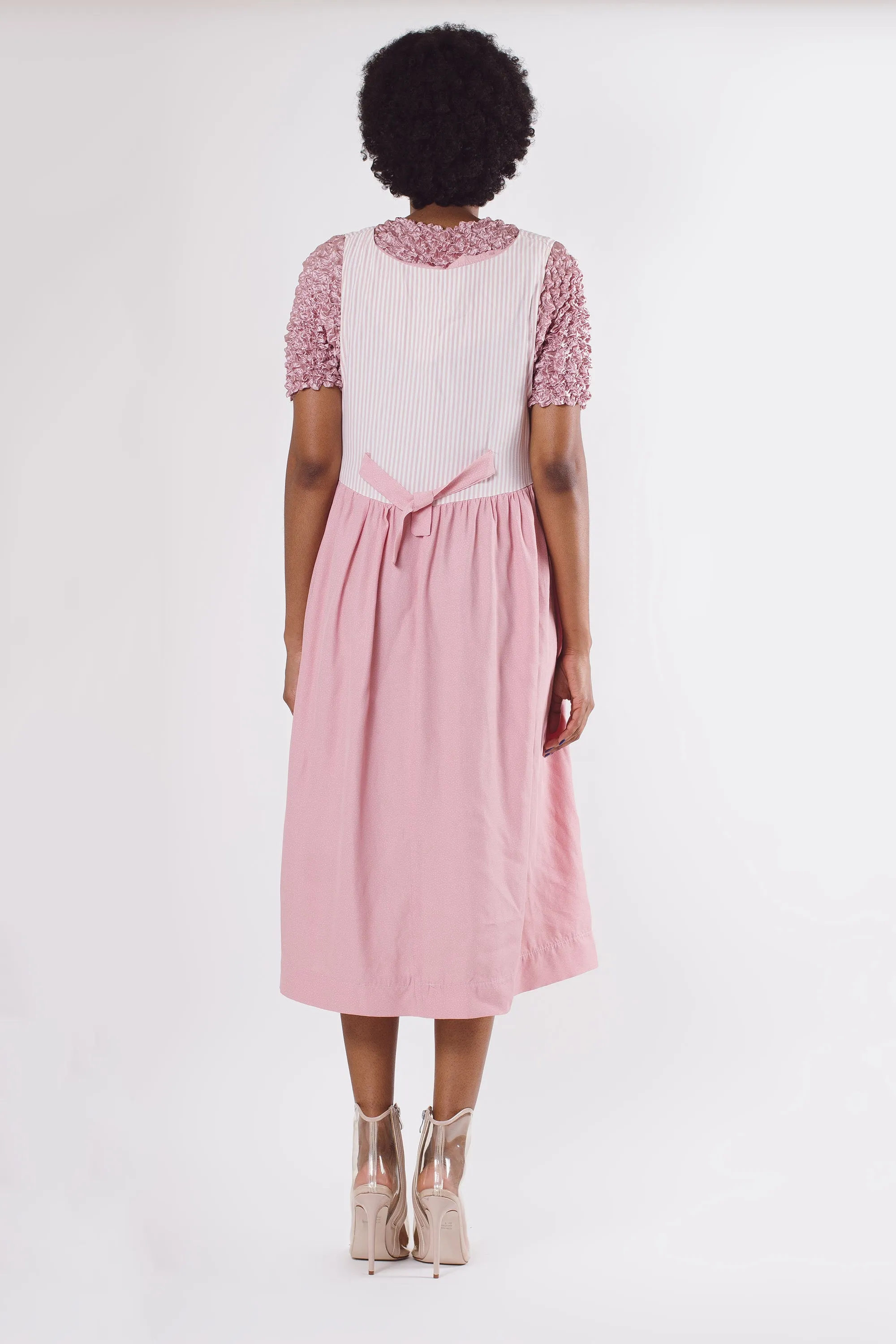 Vintage 80's Pink Empire Waist Midi Dress