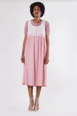 Vintage 80's Pink Empire Waist Midi Dress