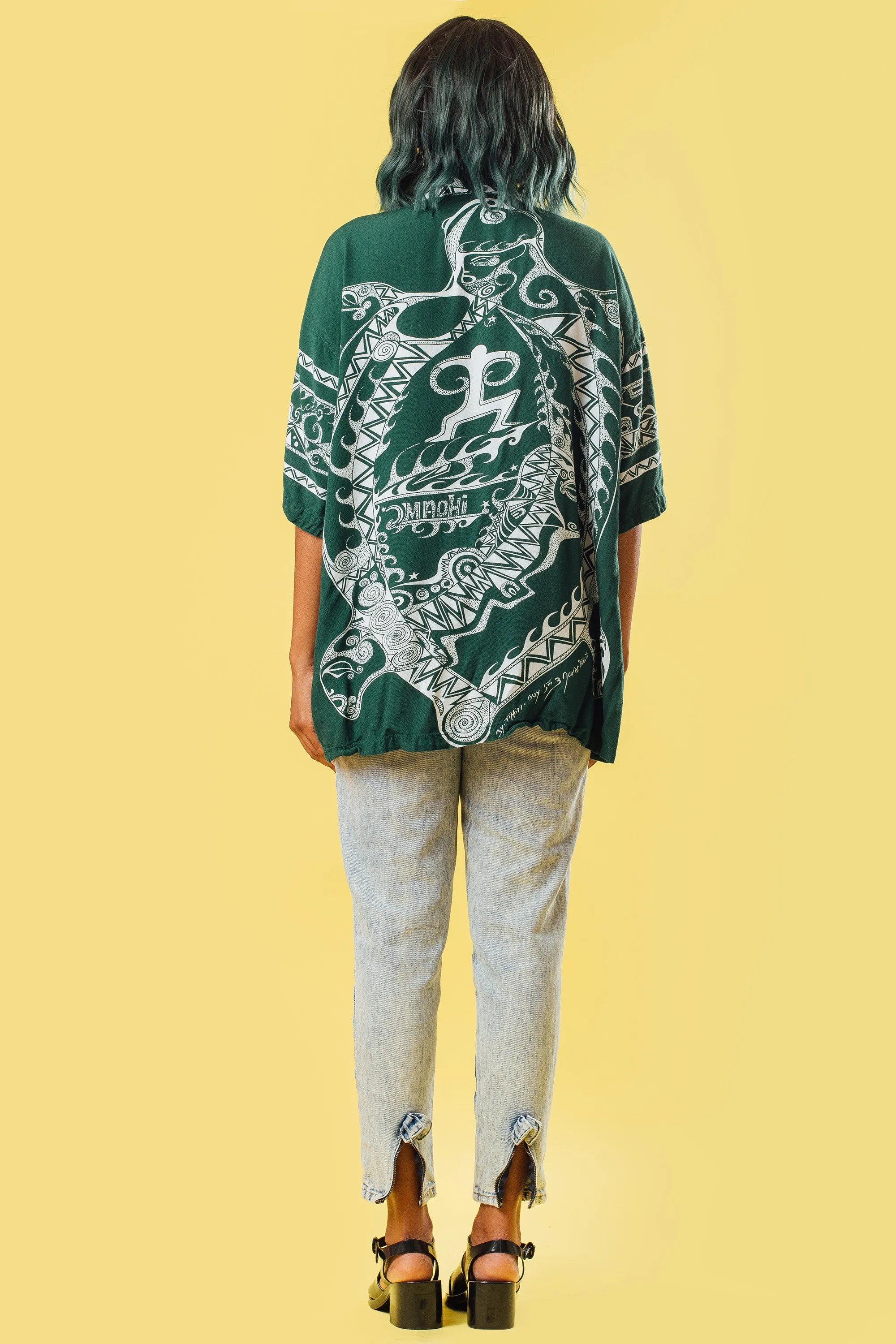 Vintage 90's Green Hawaiian Shirt | L