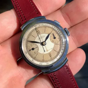 Vintage Angelus Mono Pusher Chronograph Step Case Manual Wind Anti Magnetique Wristwatch