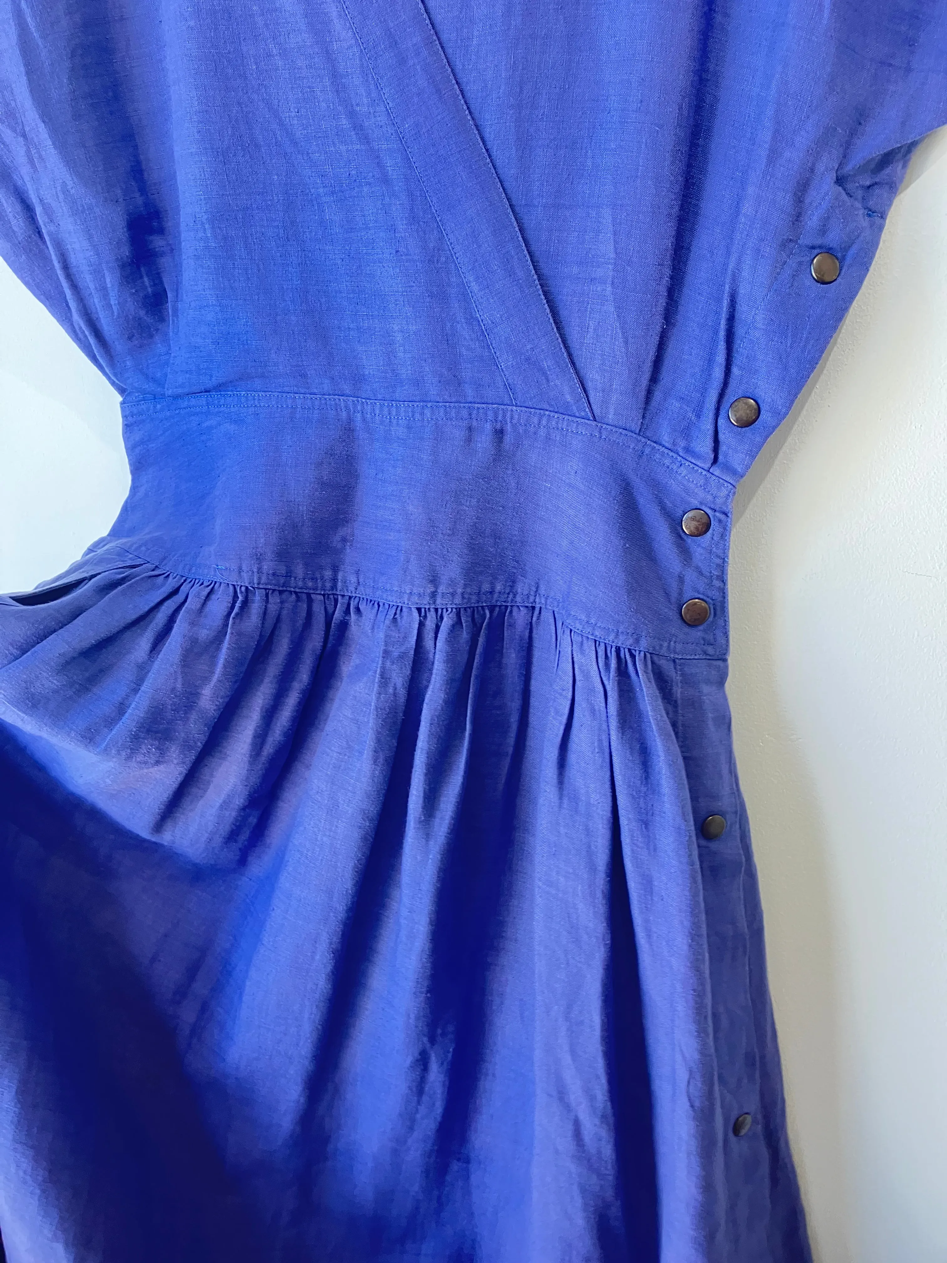 Vintage Ann Taylor 80's Periwinkle Linen Dress