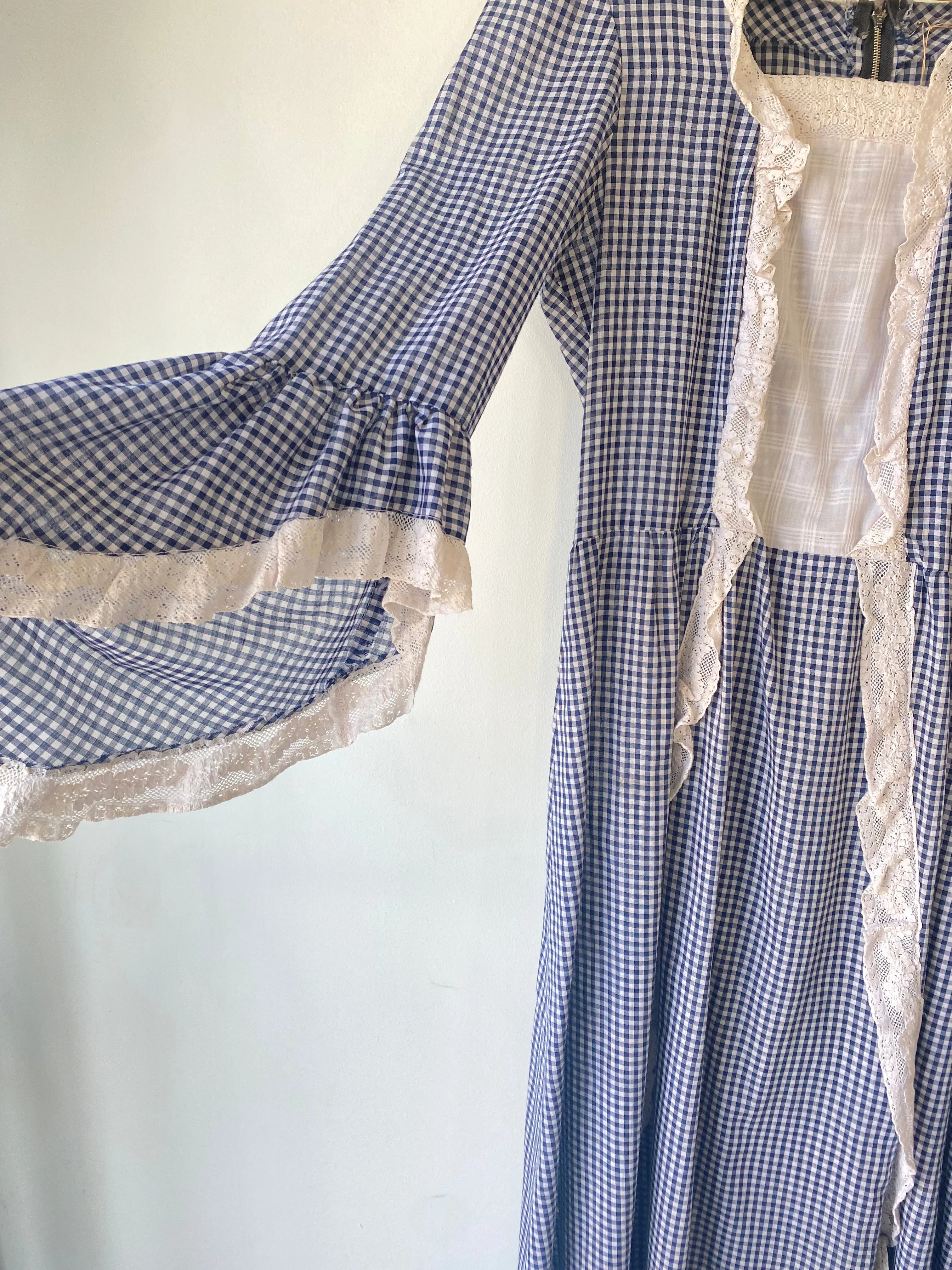 Vintage Blue Gingham Prairie Dress