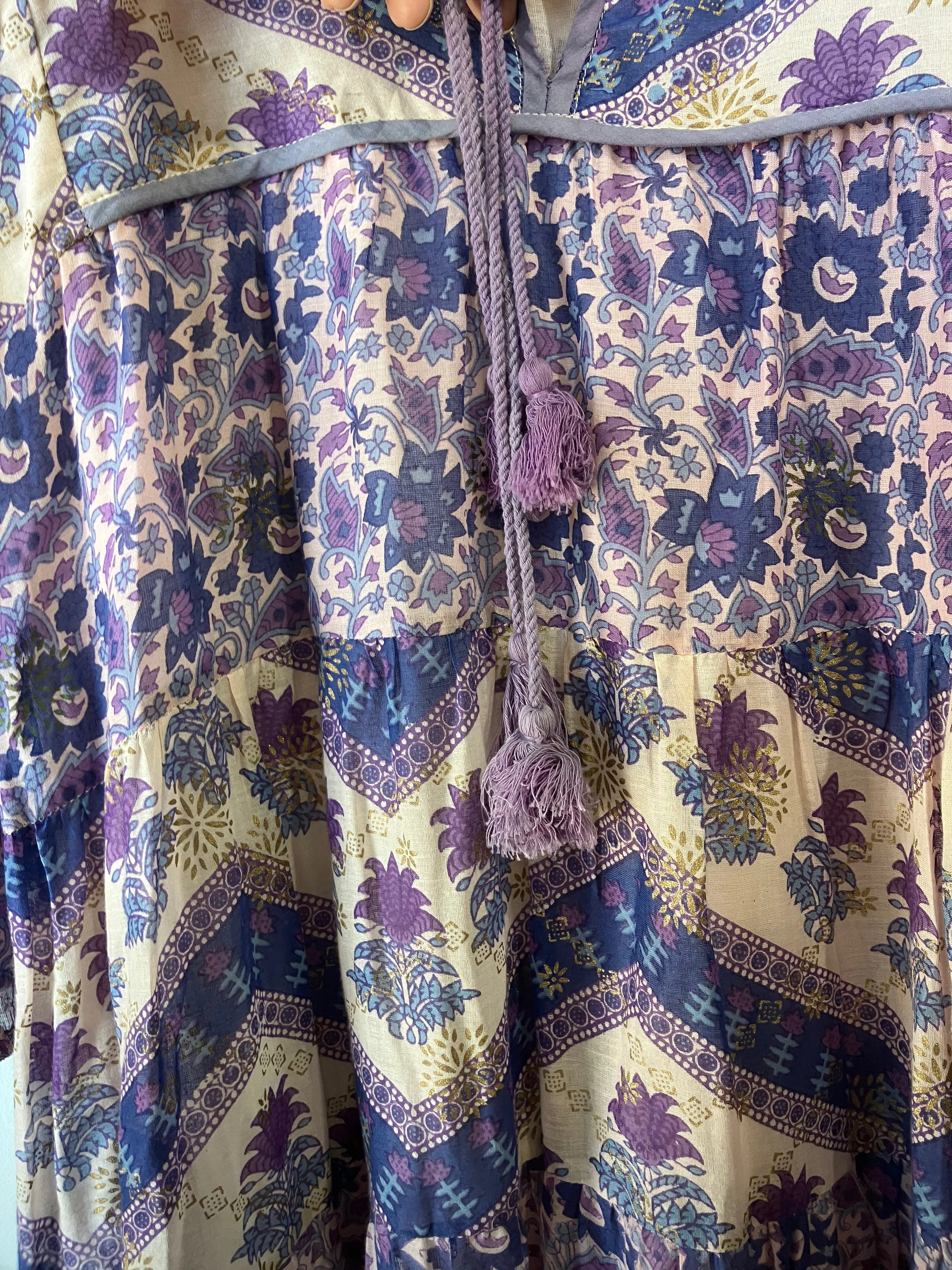 Vintage Boheme Periwinkle Block Printed Dress
