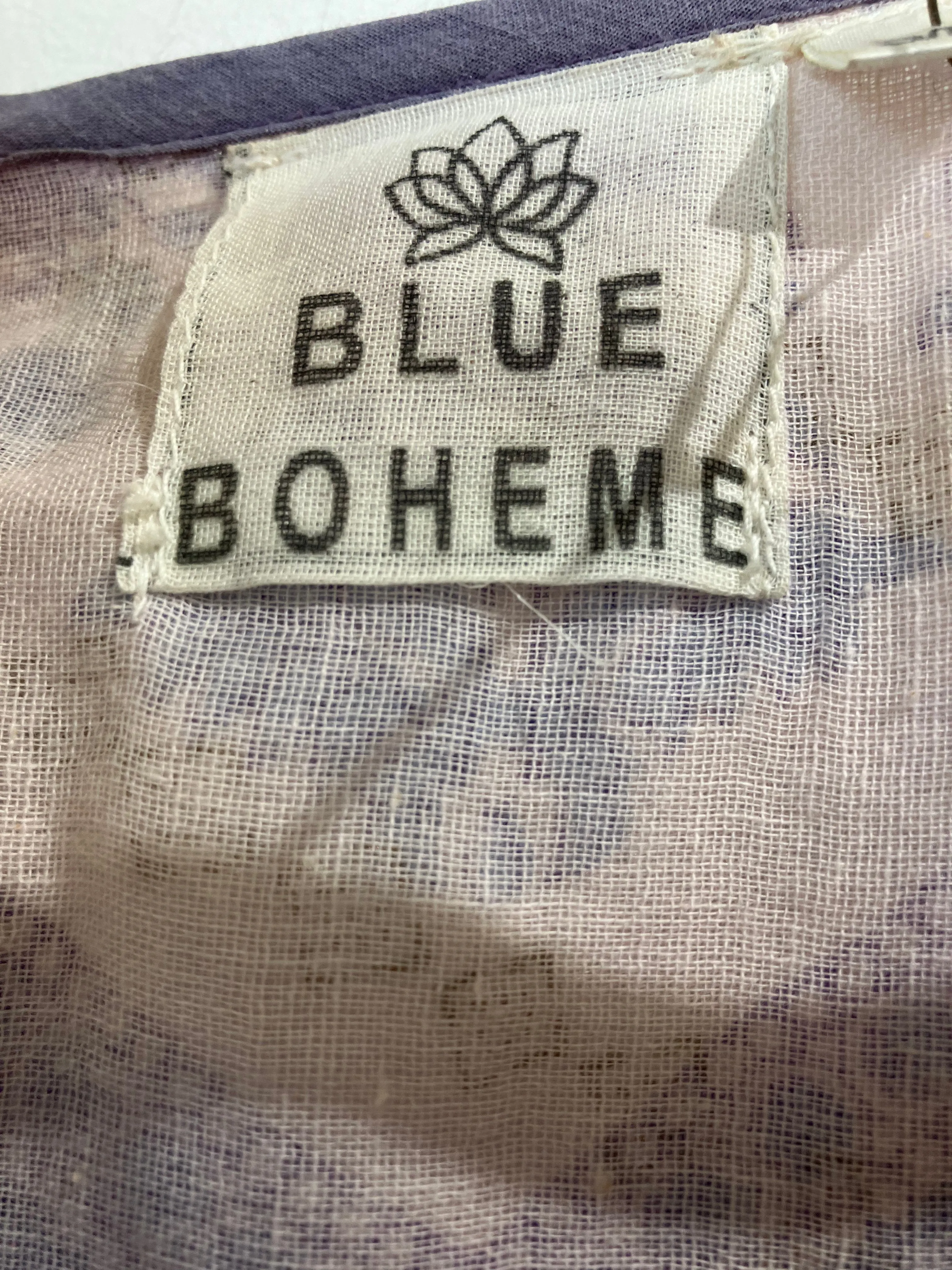Vintage Boheme Periwinkle Block Printed Dress