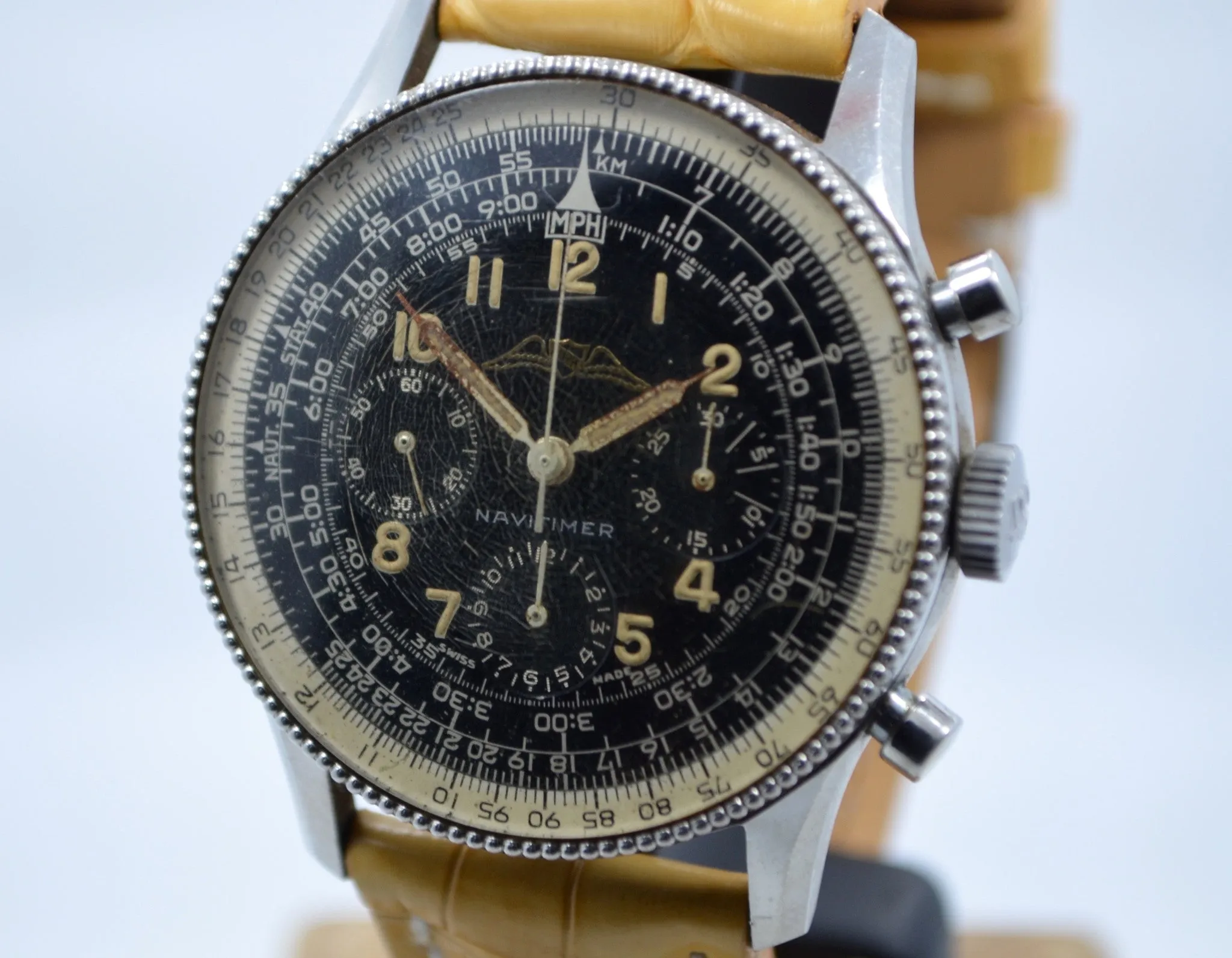 Vintage Breitling Navitimer AOPA Valjoux 72 Steel Chronograph Pre 806 Wristwatch