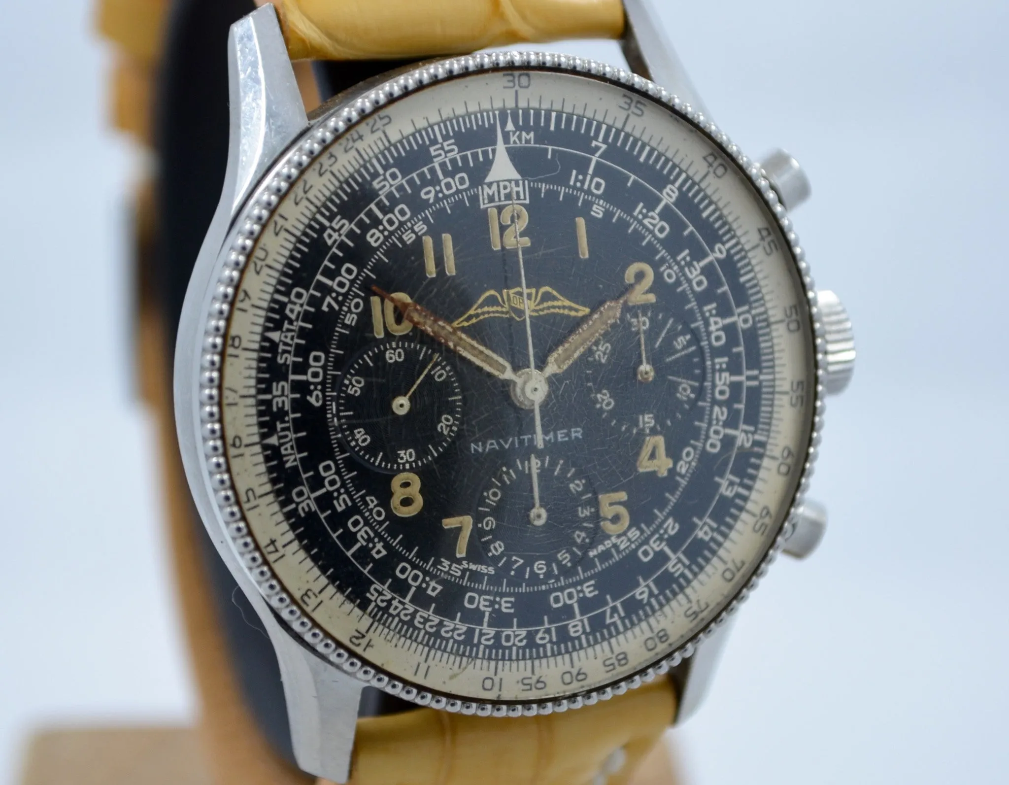 Vintage Breitling Navitimer AOPA Valjoux 72 Steel Chronograph Pre 806 Wristwatch
