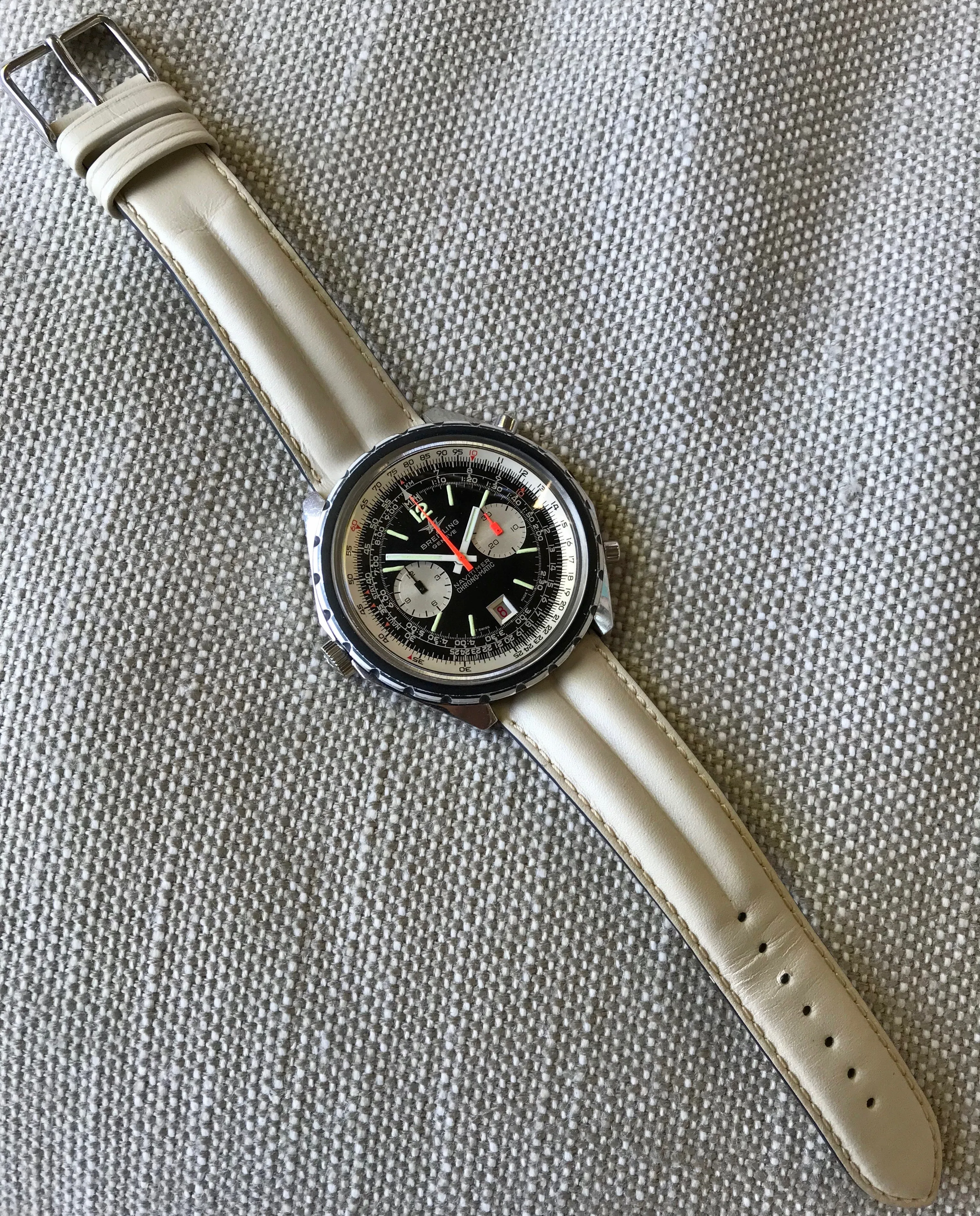 Vintage Breitling Navitimer Chrono-Matic 1806 Stainless Steel Automatic Chronograph Watch 1969 Box & Papers