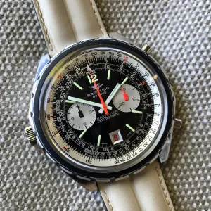 Vintage Breitling Navitimer Chrono-Matic 1806 Stainless Steel Automatic Chronograph Watch 1969 Box & Papers