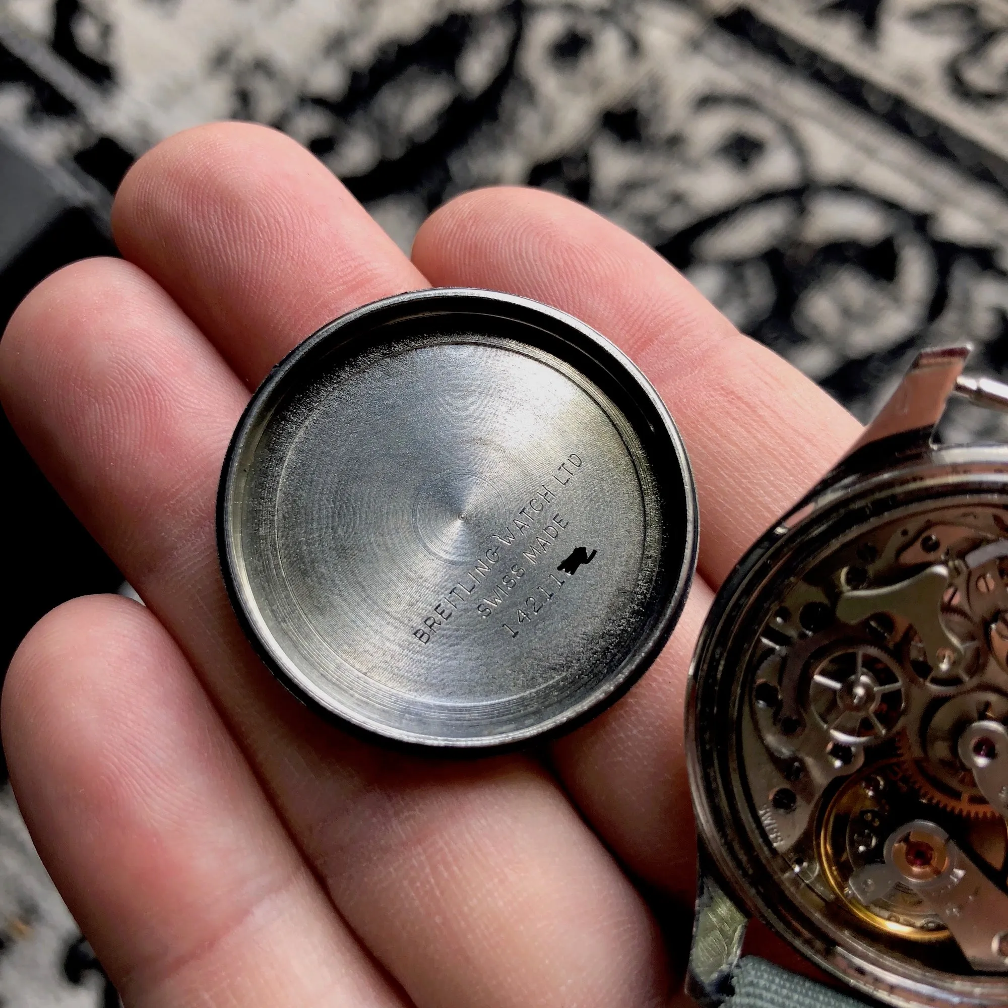 Vintage Breitling Single Button Canadian DND Steel Chronograph Valjoux 23 Wristwatch Circa 1960's