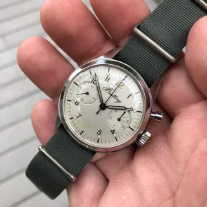 Vintage Breitling Single Button Canadian DND Steel Chronograph Valjoux 23 Wristwatch Circa 1960's