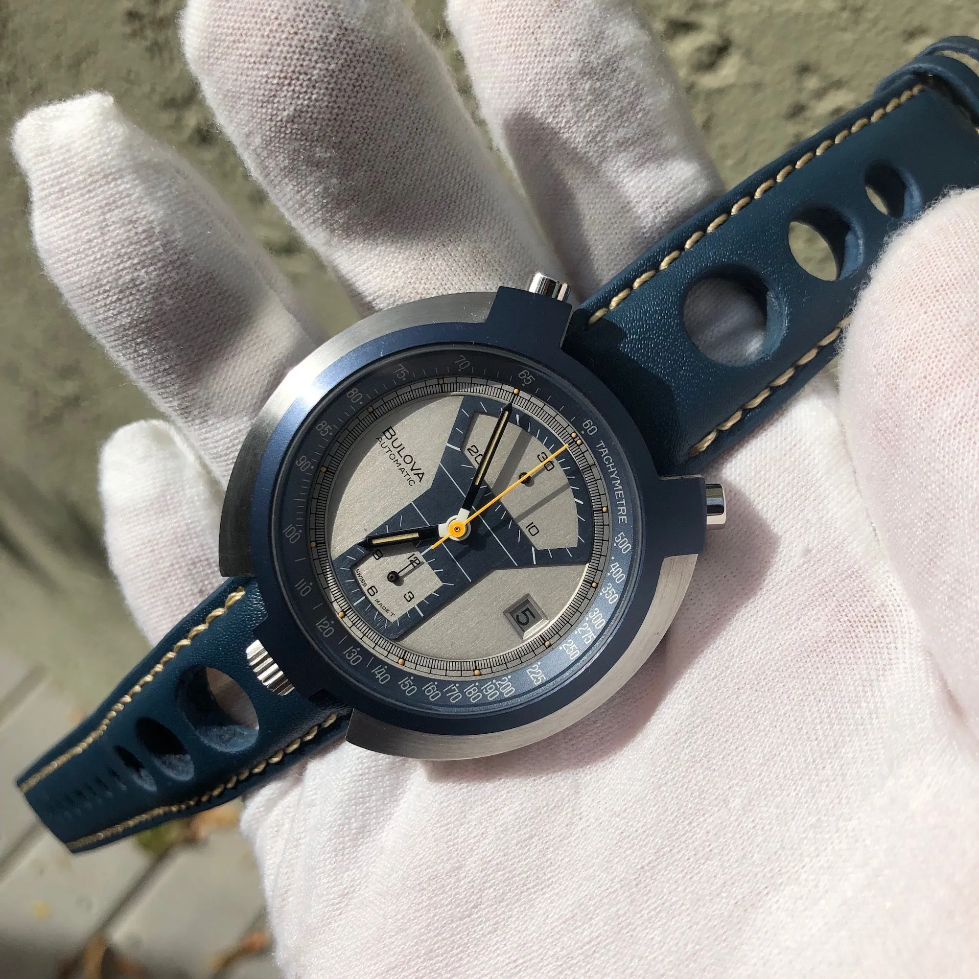Vintage Bulova Parking Meter Bullhead Chronograph Automatic Wristwatch Box Papers