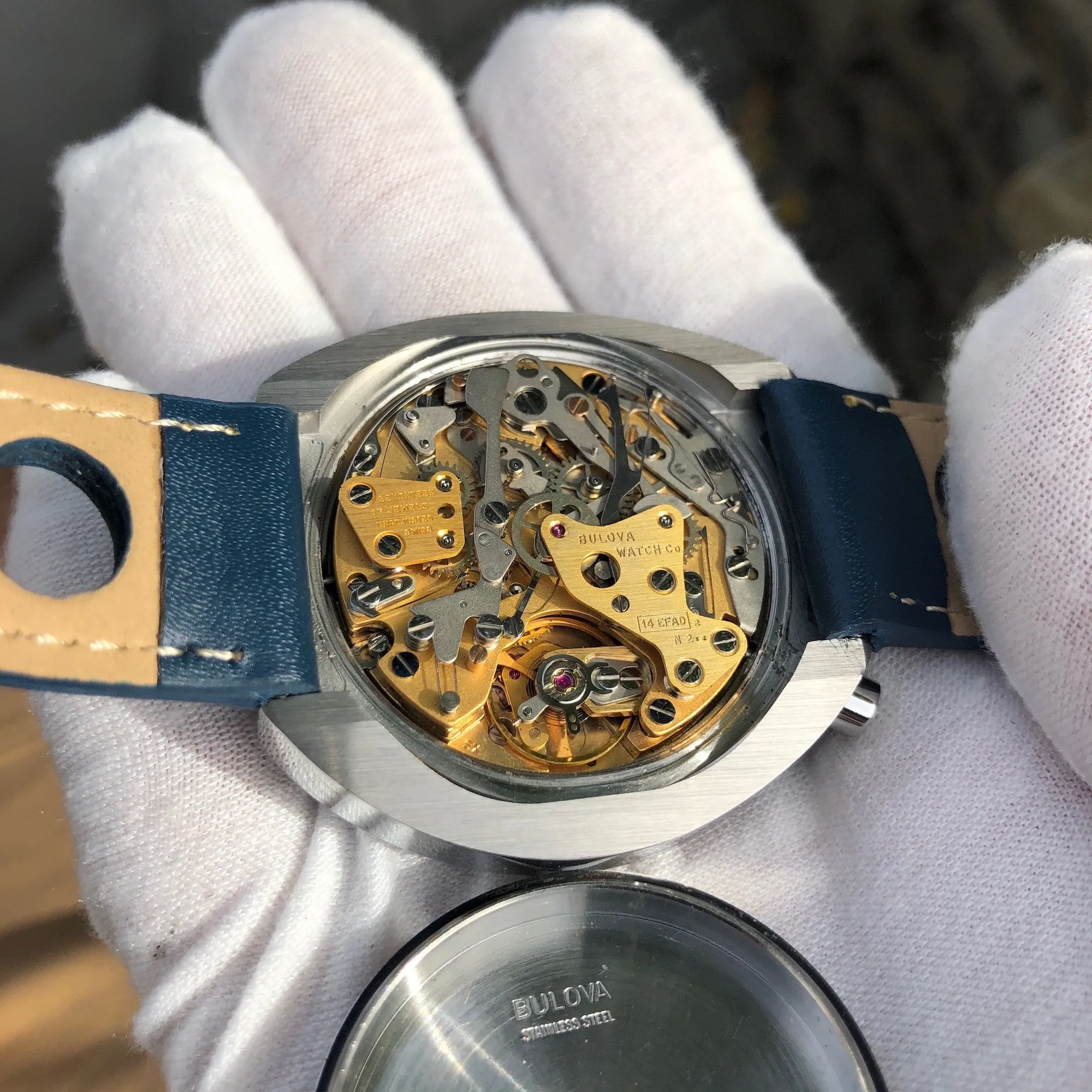 Vintage Bulova Parking Meter Bullhead Chronograph Automatic Wristwatch Box Papers
