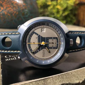 Vintage Bulova Parking Meter Bullhead Chronograph Automatic Wristwatch Box Papers