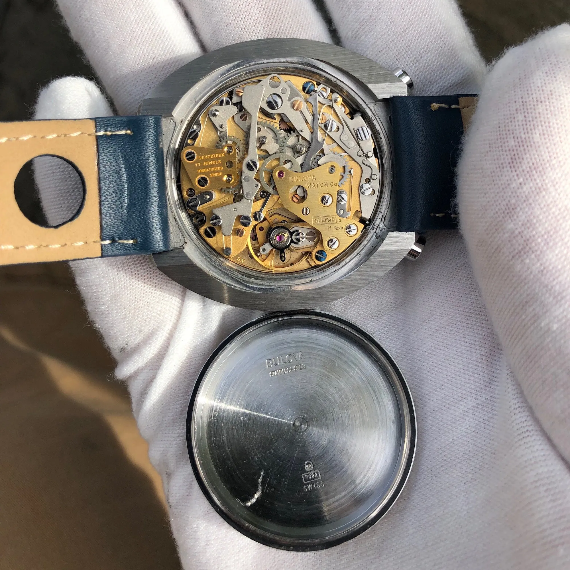 Vintage Bulova Parking Meter Bullhead Chronograph Automatic Wristwatch Box Papers