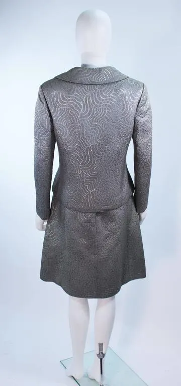 VINTAGE Circa 1960s Silver Dress and Coat Ensemble Size 10