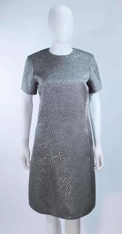 VINTAGE Circa 1960s Silver Dress and Coat Ensemble Size 10