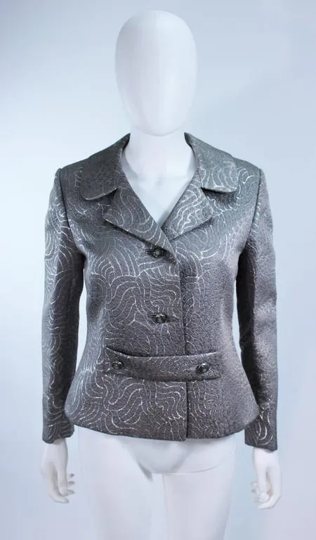 VINTAGE Circa 1960s Silver Dress and Coat Ensemble Size 10