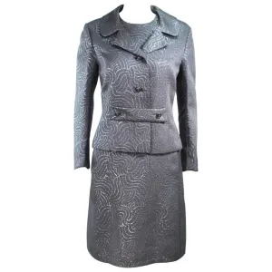 VINTAGE Circa 1960s Silver Dress and Coat Ensemble Size 10