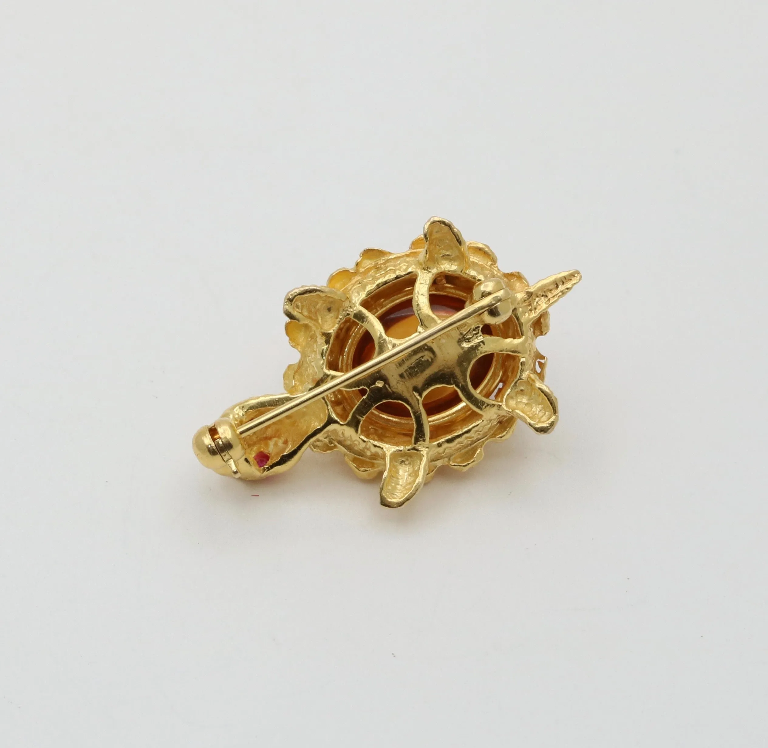 Vintage Citrine and 18K Gold Turtle Pin, 2 of 4