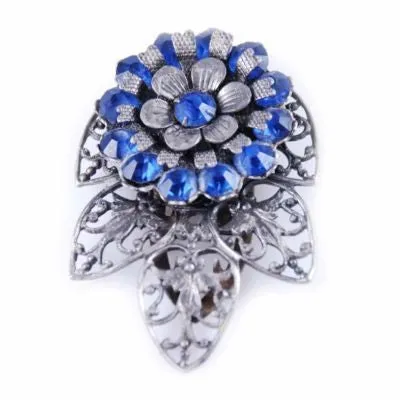 Vintage Cobalt Blue Filigree Dress Clip 1930S